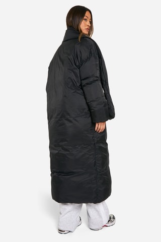 Lange Gewatteerde Jas - Zwart