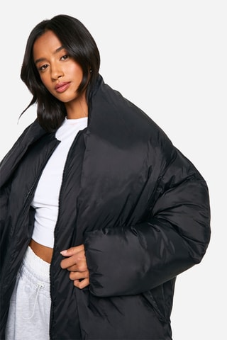Lange Gewatteerde Jas - Zwart