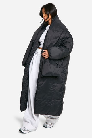 Lange Gewatteerde Jas - Zwart