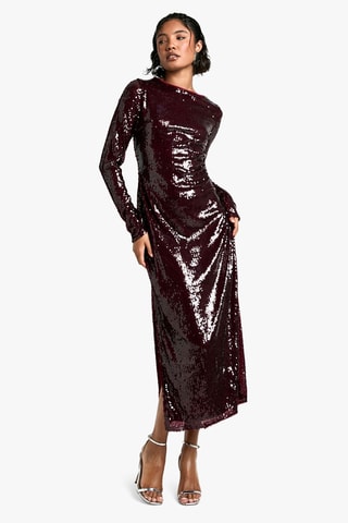 Midi-jurk - Bordeauxrood