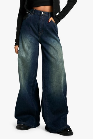 Jeans Wide Legs met Hoge Taille - Marineblauw