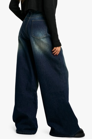 Jeans Wide Legs met Hoge Taille - Marineblauw
