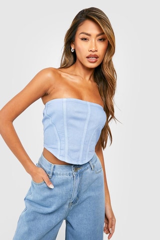 Strapless spijkertop - Hemelsblauw