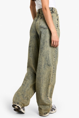 Jeans boyfriend - Marineblauw en Geel