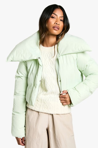 Korte Gewatteerde Jas - Zeegroen
