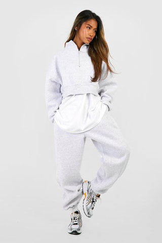 Sweater met Capuchon en Short - Gemêleerd Lichtgrijs