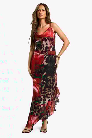 Asymmetrische jurk - Rood