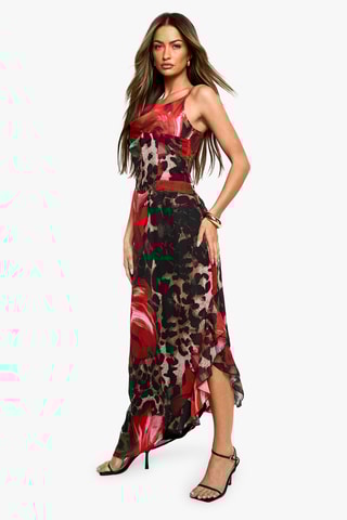 Asymmetrische jurk - Rood