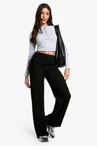 Broek Wide Legs Hoge Taille - Zwart