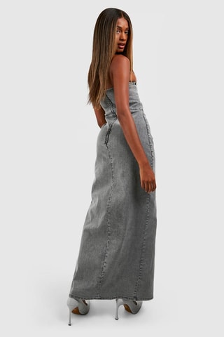 Strapless Spijkerjurk - Lichtgrijs