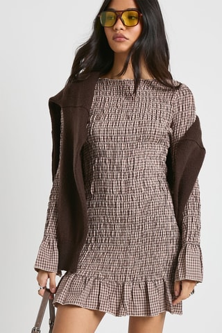 Nauwaansluitende Jurk - Bruin