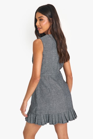 Rechte Tweed Jurk - Gemêleerd Donkergrijs