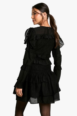 Jurk met Ruches - Zwart