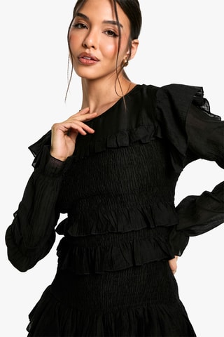 Jurk met Ruches - Zwart