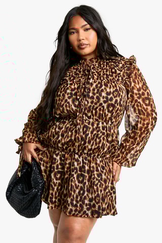 Jurk met Ruches - Bruin