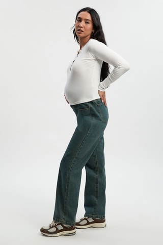 Zwangerschapsjeans Straight Fit Hoge Taille - Donkergroen