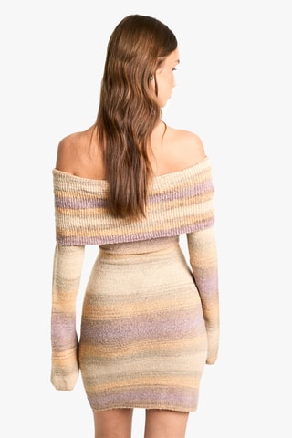 Trui-jurk - Beige en Lichtpaars