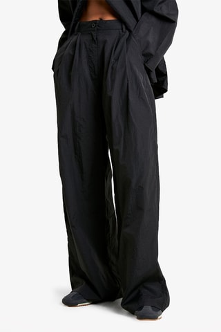 Broek Wide Legs Hoge Taille - Zwart