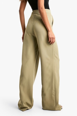 Broek Wide Legs Hoge Taille - Kaki