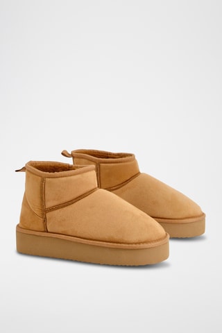 Gevoerde Platform Enkellaarzen - Camel