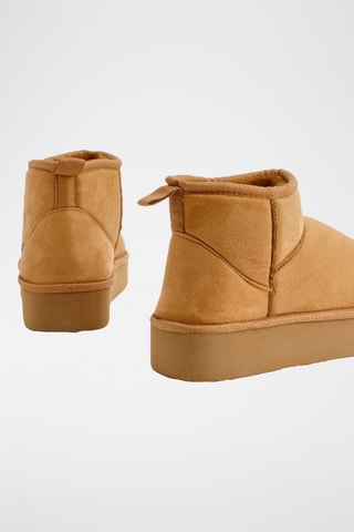 Gevoerde Platform Enkellaarzen - Camel