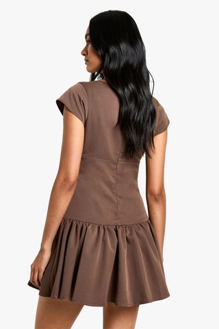 Jurk met lage taille - Bruin