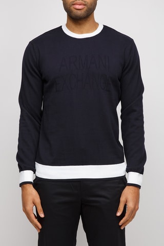 Pull - Bleu marine et blanc - Exchange