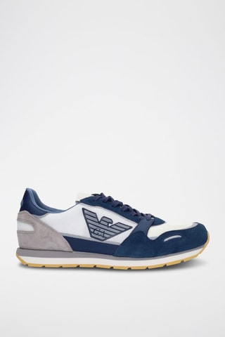 Sneakers en cuir Emporio Armani Bleu marine et gris - EA7