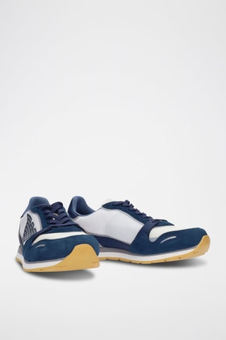 Sneakers en cuir Emporio Armani Bleu marine et gris - EA7