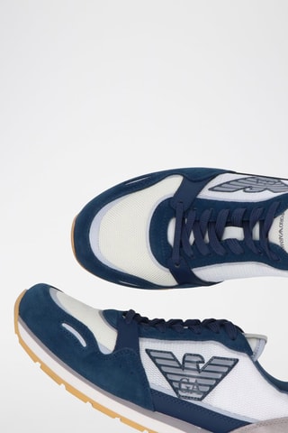 Sneakers en cuir Emporio Armani Bleu marine et gris - EA7