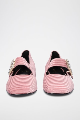 Scarpe baby in velluto con tacco Sofia - Rosa