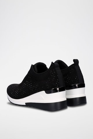 Sneakers a calza con zeppa - Nero