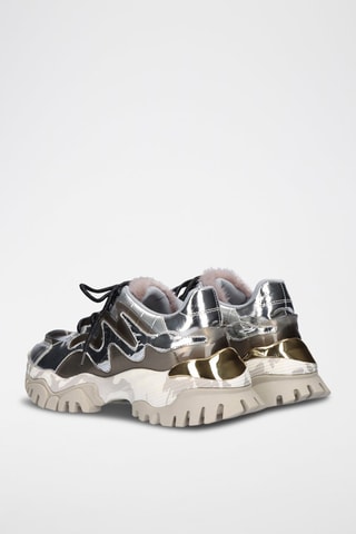 Sneakers plateformes en cuir - Argenté