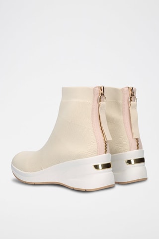 Sneakers a calza con zeppa - Beige