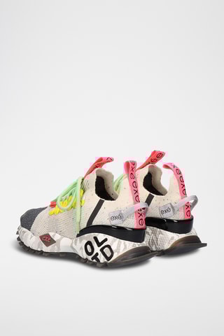 Sneakers plateformes en cuir  - Beige et rose