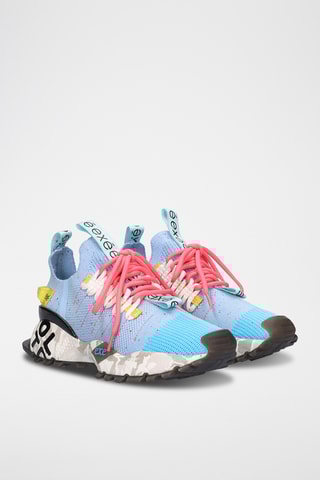 Sneakers plateformes en cuir  - Bleu