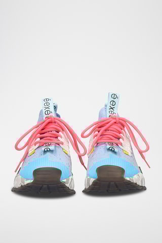 Sneakers plateformes en cuir  - Bleu