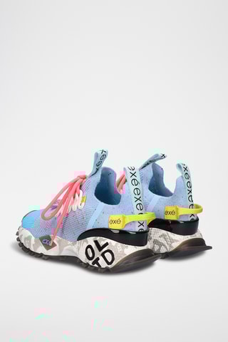 Sneakers plateformes en cuir  - Bleu