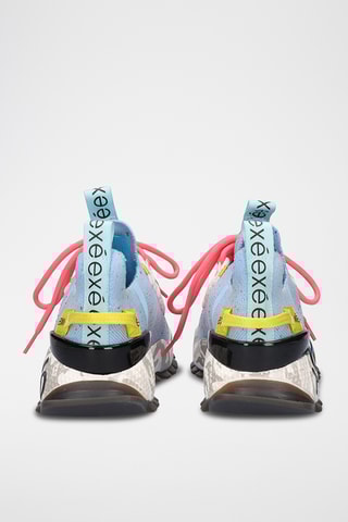 Sneakers plateformes en cuir  - Bleu