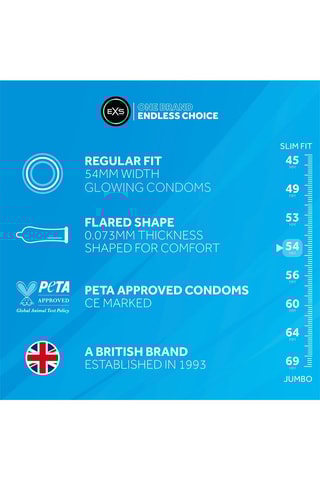 3 préservatifs Glowing - 54 mm