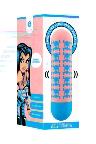 Vibromasseur Bone to be Wild S-Line by Shots - Bleu et rose clair - 3,8 cm