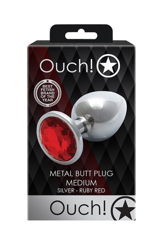 Plug anal - Argenté et rouge - 8 x 3,4 cm