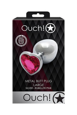 Plug anal Argenté et noir - 9,3 x 4 cm