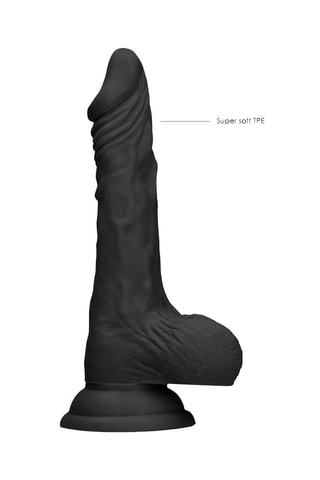 Godemiché avec testicules - Noir - 17 cm
