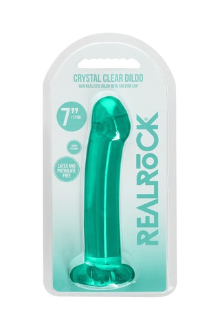 Dildo RealRock Crystal Clear - Turchese - 16,6 cm