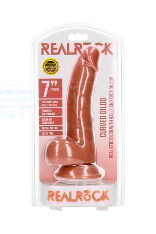 Godemiché réaliste avec testicules RealRock by Shots - Beige - 15 cm