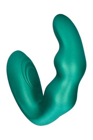 Stimulateur prostate courbé télécommandé en silicone - Vert métallisé - 9,5 cm