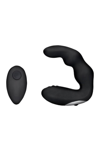 Stimulateur prostate courbé télécommandé en silicone - Noir - 9,5 cm