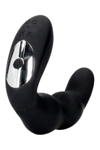 Stimulateur prostate courbé télécommandé en silicone - Noir - 9,5 cm