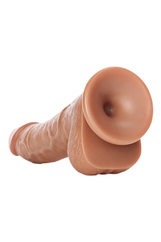 Godemichet réaliste courbé RealRock - Marron - 12,5 cm